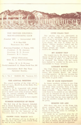 The B.C. Mountaineer 1925 March cover